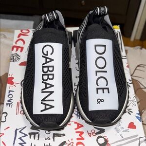 Dolce & Gabbana Black and White Slip-On Sneakers